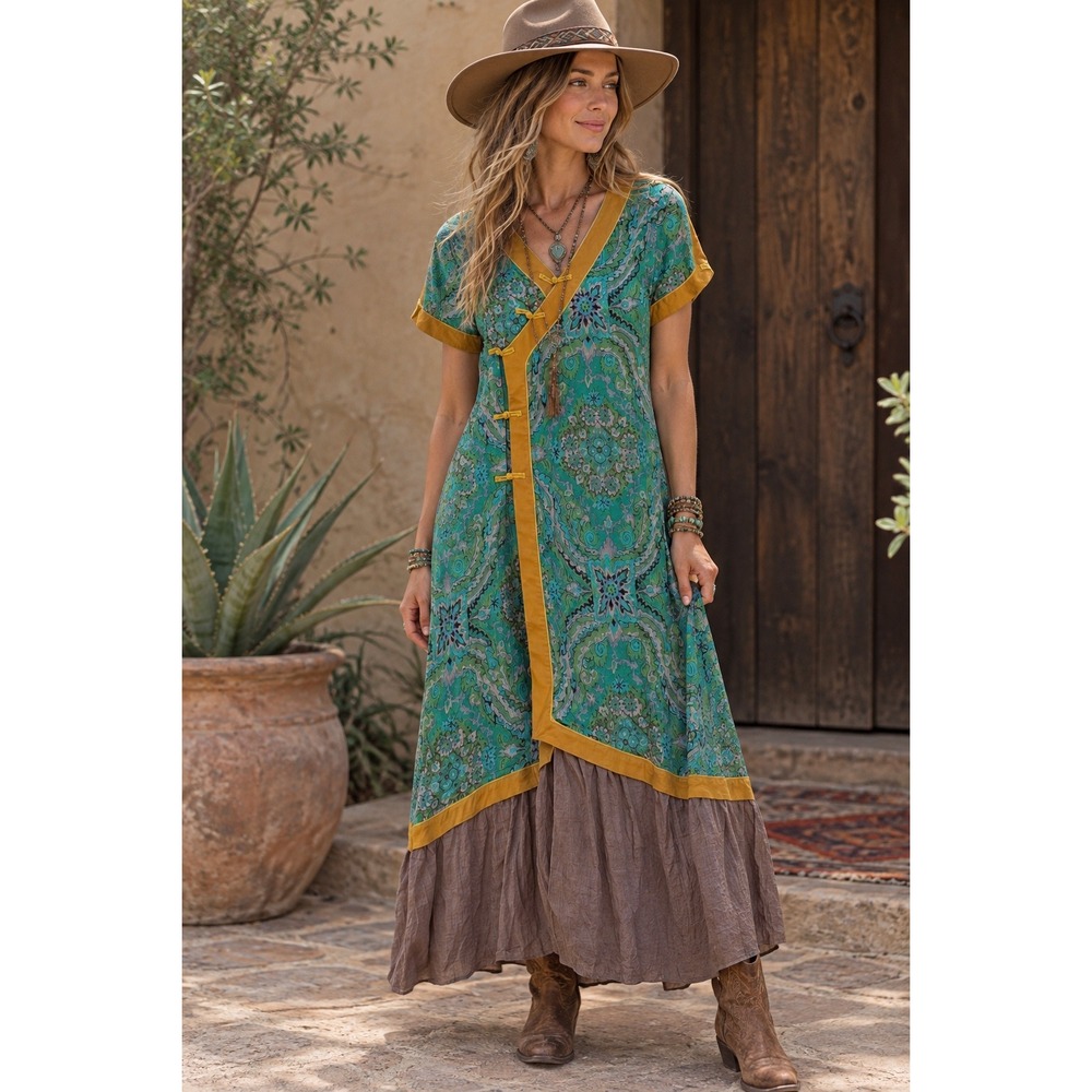 KEER QIAOWA Womens Maxi Dress Size Medium Boho Oriental Prairie